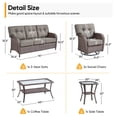 thumbnail image 4 of PARKWELL 5 Pieces Patio Furniture Set with Swivel Chairs, 5-Seat All-Weather Wicker Conversation Set with Rattan Rocking Chair, Coffee Table and 5" Thick Cushion for Porch Deck, Brown/Gray, 4 of 10
