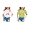 thumbnail image 1 of Lot de 2 (Blanc 1 Pcs et GN2 1 Pcs) Multipack Soutien-Gorge Beige Mignon Graphique Amour Chandail pour Imprimé Col Rond Court Tunique 2T Manche Tee Été Décontracté T-Shirt, 1 of 4