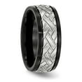 thumbnail image 5 of Auriga Fine Jewelry Stainless Steel Brushed Black IP-plated 8 mm Grooved Band for Women Size 7.5, 5 of 6