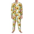 thumbnail image 3 of Sikiie Sunflowers Mens Pajama Set, Soft Warm Long Sleeve Sleepwear, Cozy Button-Down Pjs for Men-Large, 3 of 7