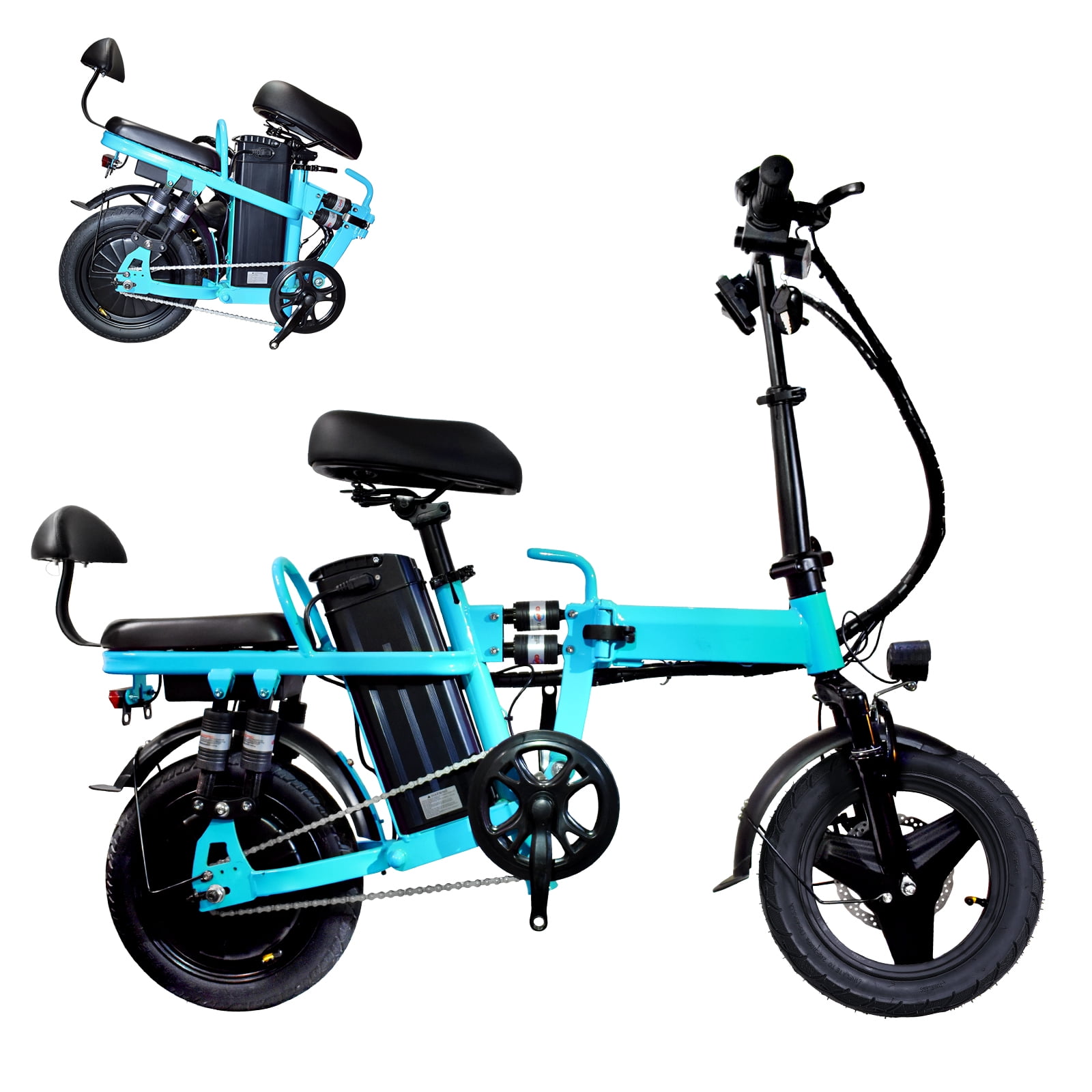 750W Folding Electric Bike,48V 20AH Removable Battery E Bike,20MPH,50 Miles Max Range Electric Bike for Adults,14" Tire Foldable ebike,Adult Electric Bicycle for Commute