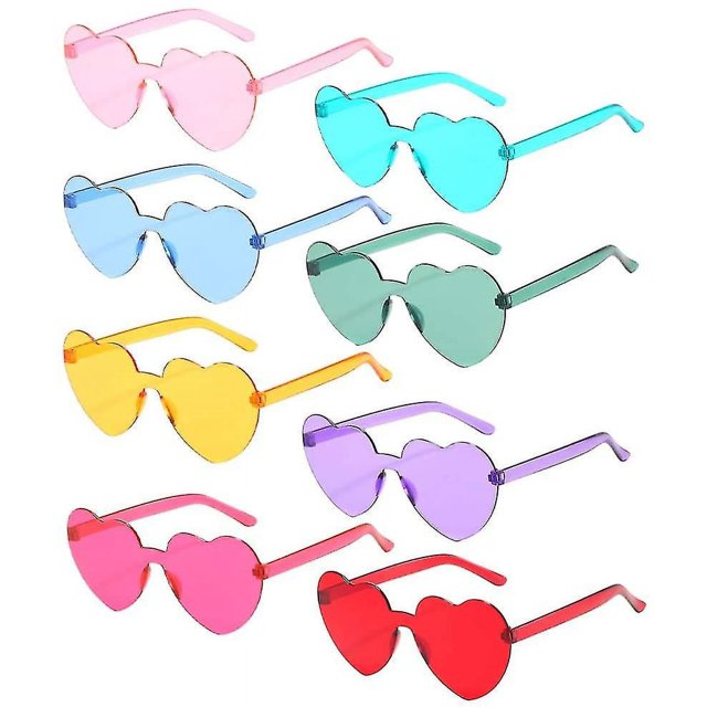 8 pares de gafas de sol con forma de corazón, novedosas gafas de sol para fiestas, creativas y divertidas gafas de sol hippies