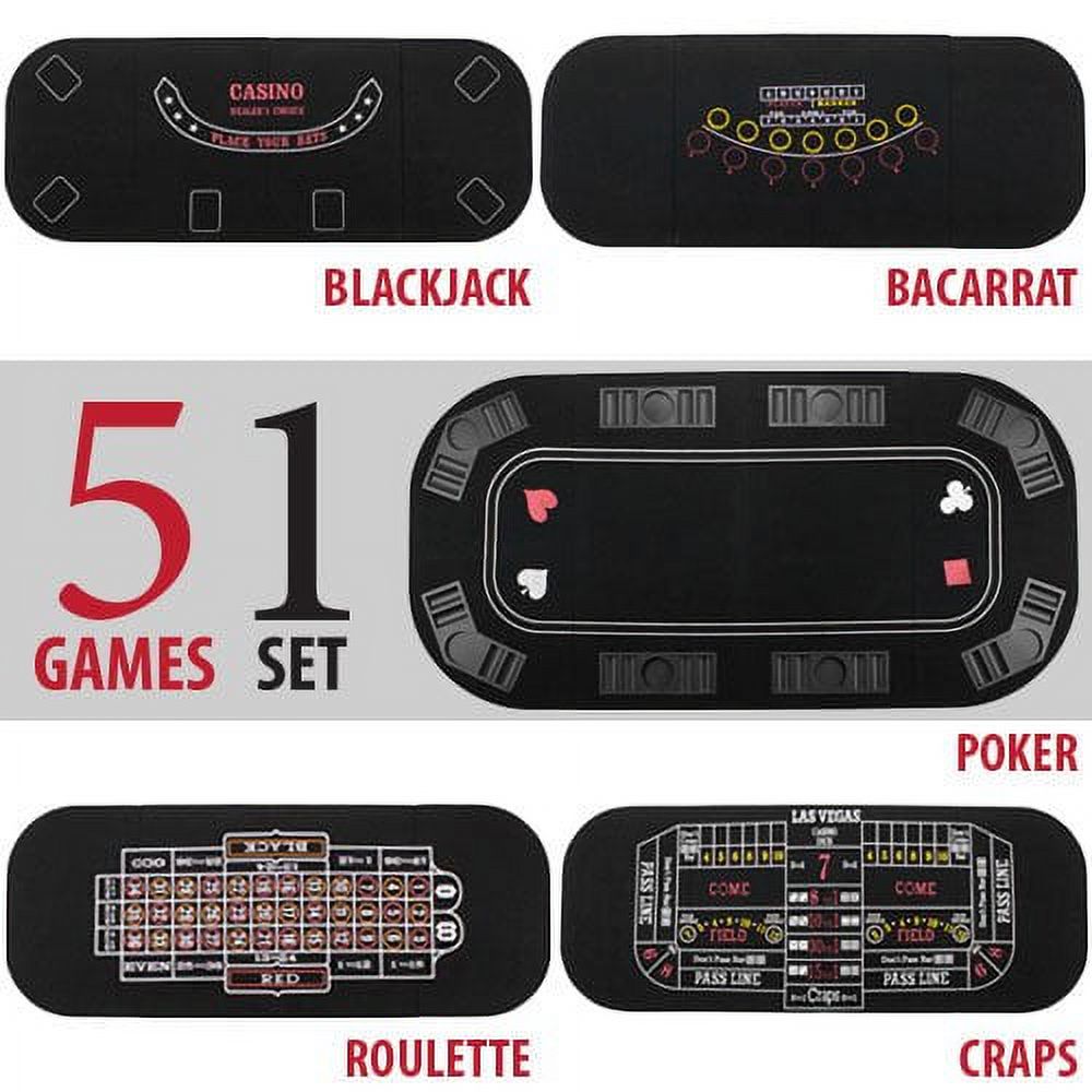 Brybelly 5-in-1 Poker, Blackjack, Craps, Roulette, Baccarat Folding Tabletop - image 5 of 6