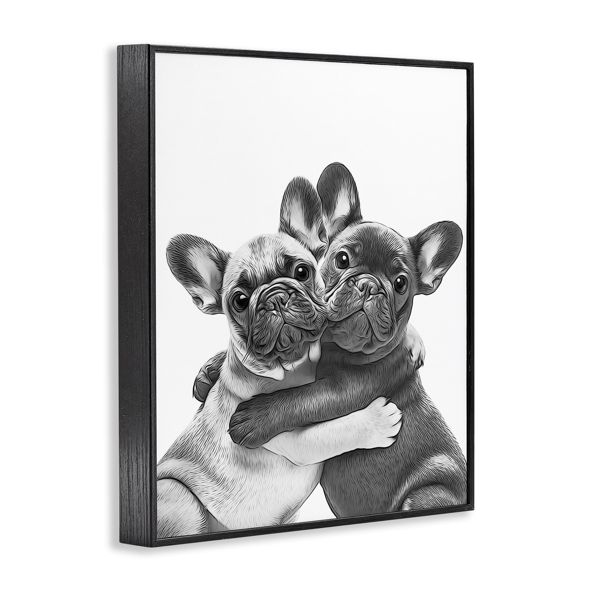 Stupell Industries Hugging Dog Pair Animals & Insects Painting Black Framed Art Print Wall Art, 11 x 14