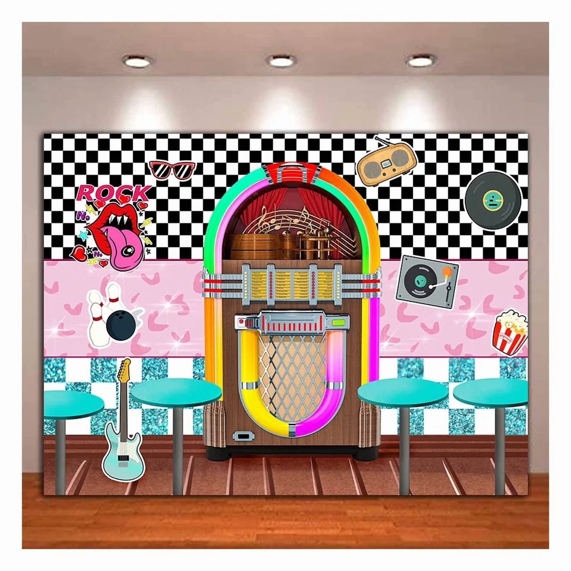 BUTTERFLY- Back To 50'S Sock Hop Photography Backdrop Rock Roll Party Banner Decorations