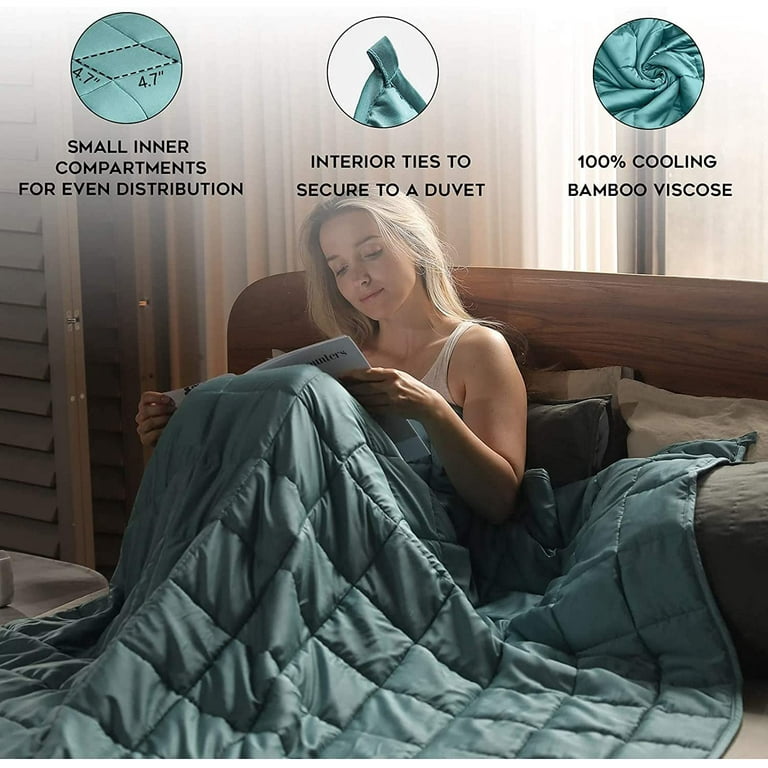 YnM Bamboo 48x72 In 15lb Cooling Weighted Blanket, Breathable Size