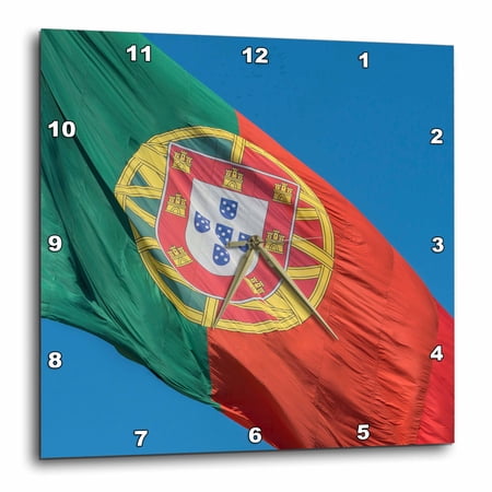 3drose, Portugal, Lisbon, Edward Vii Park, Largest Portuguese Flag, 10x10 Wall Clock