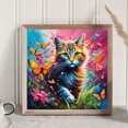thumbnail image 4 of Pintura de diamante 5D DIY, taladro redondo completo, Kit de gato y mariposa, decoración del hogar, 30x30cm, 4 of 9