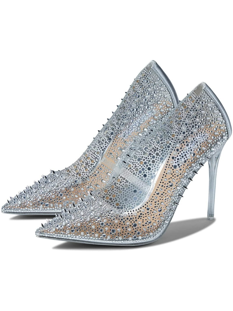 Steve Madden VARIOUS Clear Sexy Rhinestone Embellished Studded Pumps (10, CLEAR) - Walmart.com