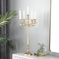 thumbnail image 3 of DecMode Traditional Five Tulip Shaped Candelabra Style Candle Holder, 13"W x 24"H with Aluminum Gold Polished Finish, 3 of 10