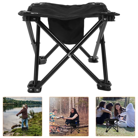 Luxshiny Compact Folding Stool for Outdoor Garden Use Portable and Sturdy Black