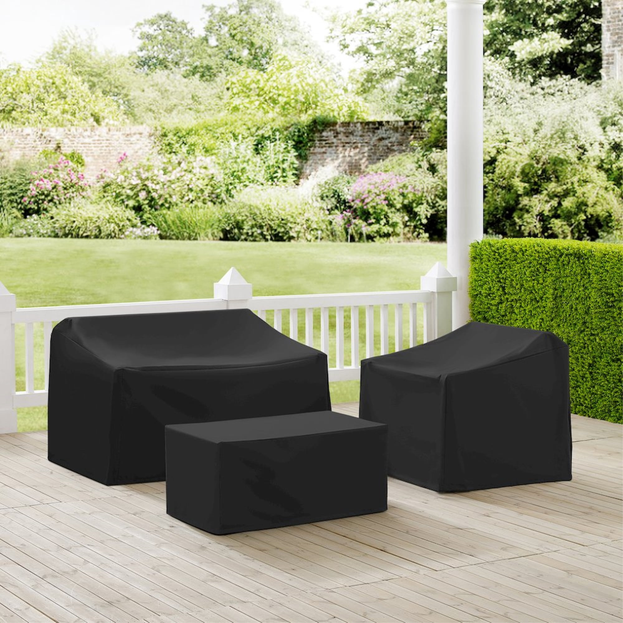 Crosley Furniture 3Pc Outdoor Furniture Cover Set in Black