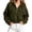 Green-a, variant on Women's Cropped Zip‑up Hoodie Jacket, Long Sleeve Drawstring Hooded Jacket with Flap Cargo Pockets, Loose Casual Sweatshirt for Fall Daily Green L