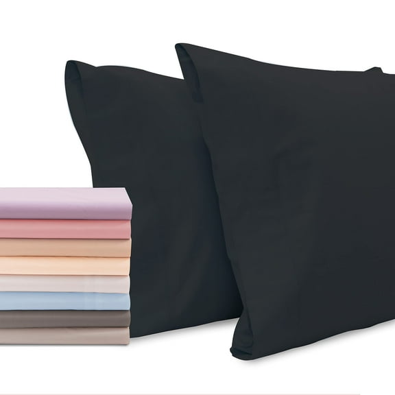 Superity Linen Pillow Cases Standard Size - Open Enclosure - 2 Pack - 100% Soft and Comfortable Premium Cotton - Black