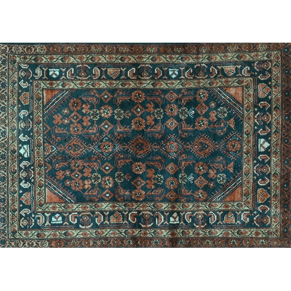 Ahgly Company Indoor Rectangle Persian Light Blue Traditional Area Rugs, 3' x 5'