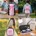 thumbnail image 3 of Aplkyhs Pink Bow Baseball Kids Backpack Set of 4 with Lunch Box Pencil Case and Water Bottle Carrier Includes Schoolbag with Front Pocket Elementary School Girls, 3 of 7
