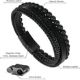 thumbnail image 5 of Layered Leather Beads Bracelets for Men,Braided Leather Tiger Eye Lava Rock Stone Bracelets for Men with Stainless Steel Magnetic Clasp Mens Leather Beaded Bracelets Jewelry Anxiety Stress Relief Gift, 5 of 7