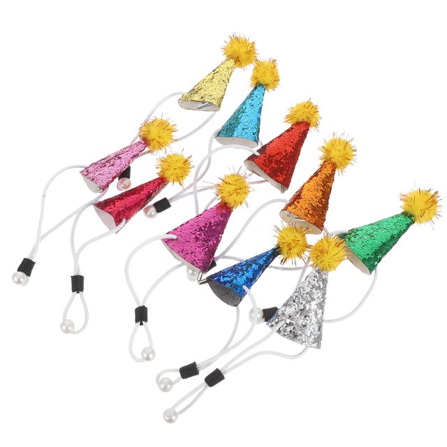 SHOWERORO 10Ud Sombreros De Cumpleaños Para Mascotas Con Pompones Gorro De Fiesta Ajustable Para Perros Y