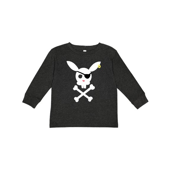 Inktastic Cute Easter Pirate Bunny with Eyepatch and Earring Boys or Girls Long Sleeve Toddler T-Shirt