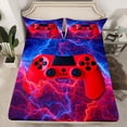 thumbnail image 2 of Homewish Video Game 4 Pieces Queen Sheet Sets for Female Men Adults,Abstract Gradient Lightning Ultra Soft Flat Sheet,Black Red Gamepads Queen Fitted Sheet,Microfiber Bedroom Decor, 2 of 7