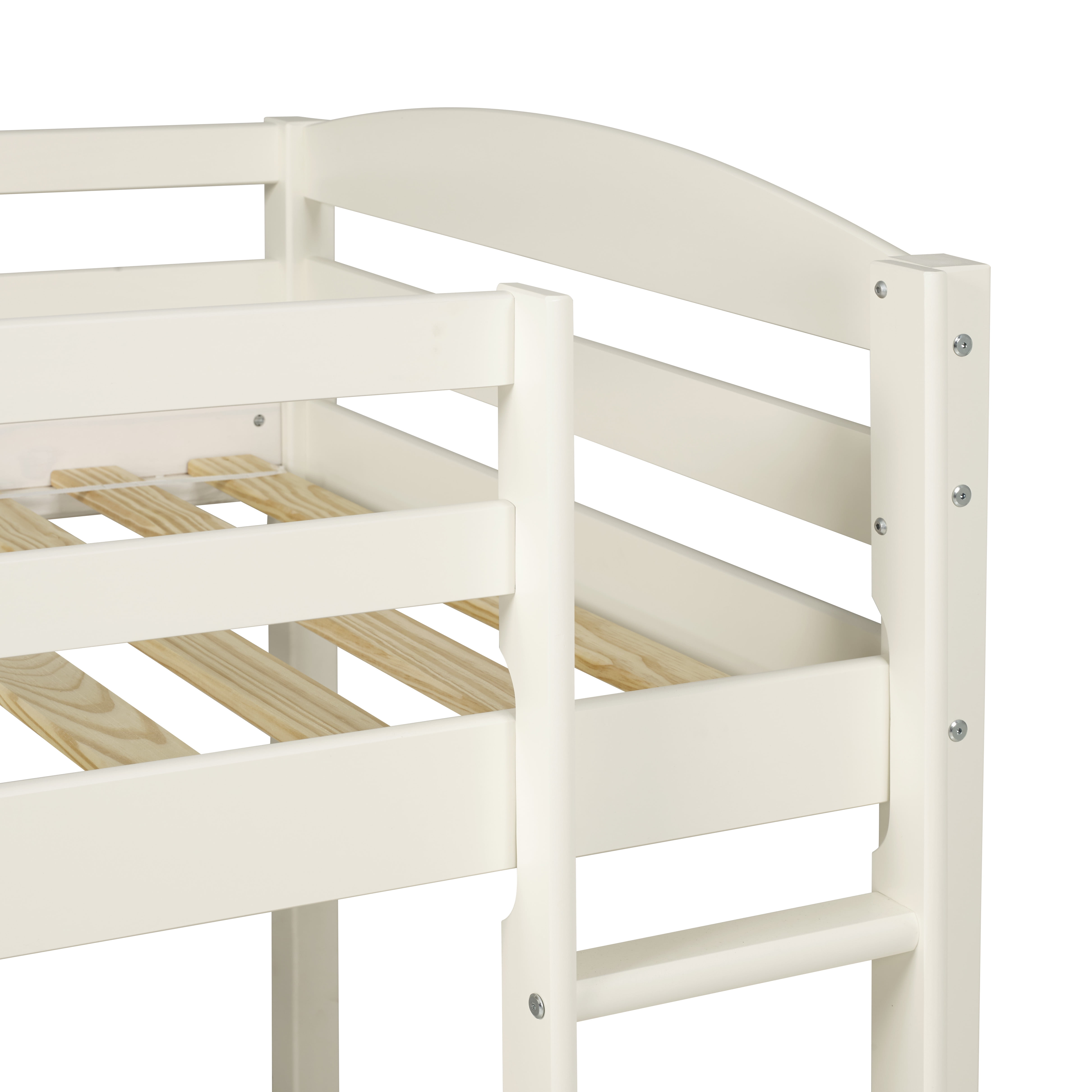 Rabbit in front of official Manor Park Solid Wood Junior Twin Low Loft Bed, White - Walmart.com