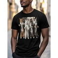 thumbnail image 3 of Seven Kittens Men's T Shirts Standing Cat T-Shirt for Men Animal Crew Neck Tees Cotton Tops, Black, S, 3 of 7
