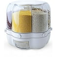 thumbnail image 1 of Amdohai Grain Dispenser, 11 Qt Rotating Storage Container, 6-Compartment Dry Food Dispenser with Measuring Cup for Kitchen Small Grains, Beans, Rice (11Qt), 1 of 8