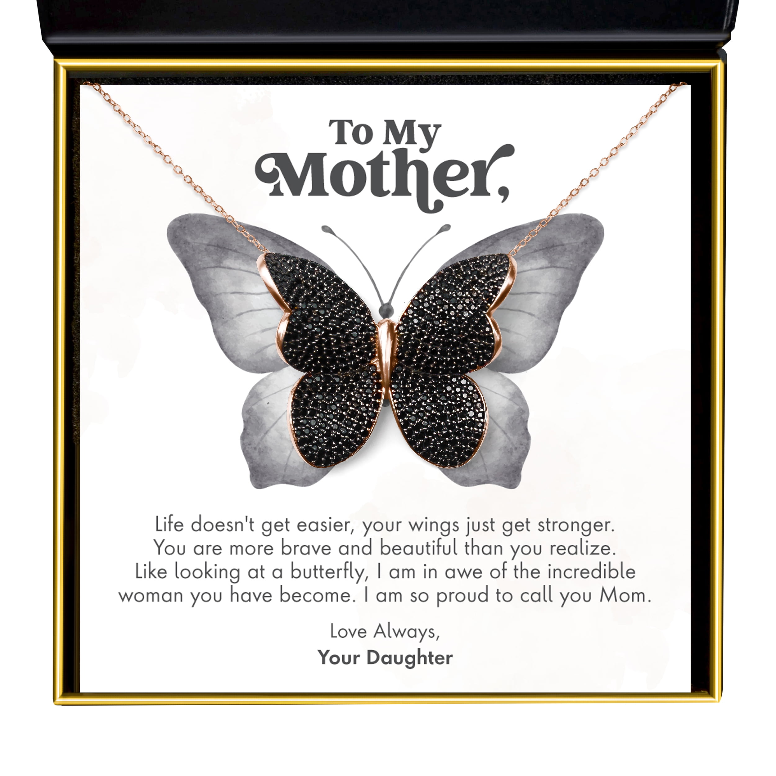 Black & Crystal Butterfly pendant necklace