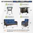 thumbnail image 2 of Gymojoy 5 Piece Outdoor Patio Conversation Set, Patio Furniture Set with Fire Pit Table Rattan Wicker Patio Furniture Set, Brown Wicker & Blue Cushion, 2 of 11