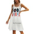 thumbnail image 1 of Good Vibes Robe à Encolure Carrée Robe d'Été Femmes Élégante Robe à Imprimé Licou Good Vibes Type Typographie Lettrage Rouge Bleu, 1 of 5