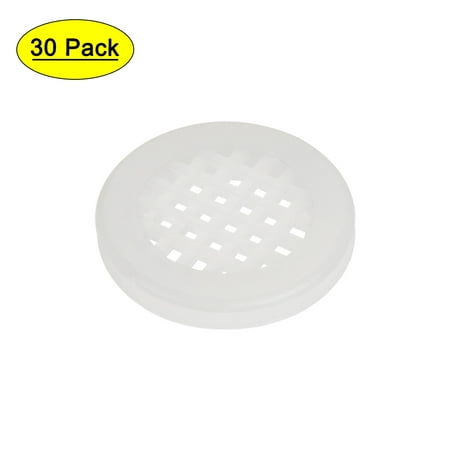 

Round Mesh Hole Air Vents Plastic Soffit Vents White Cover 29mm Hole Dia 3mm Height for Cupboard Shoebox 30pcs