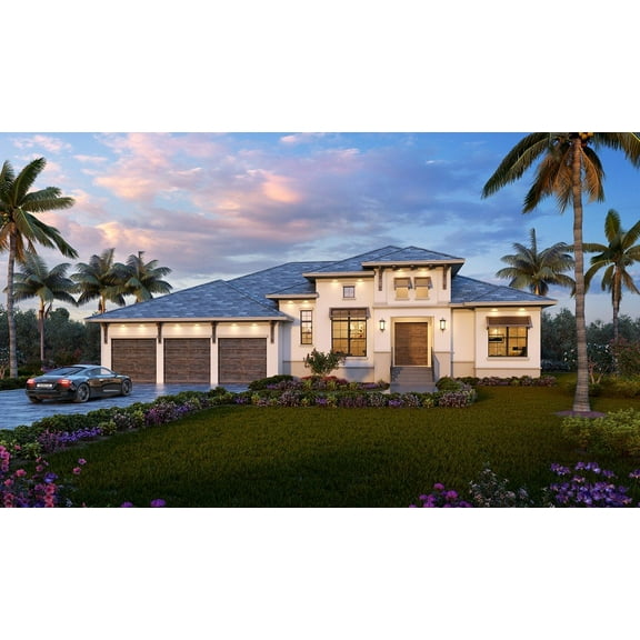 013-2800: CMU Luxury 3 Bed, 3 Bath Luxury Home Plan, 2800 Sq Ft: Full Blueprints with License to Build by Home Plan Marketplace - Lesuto