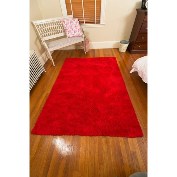 Mats Inc. Super Soft Microfiber Area Rug, Red, 5' x 7'