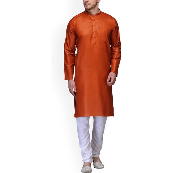 Royal Mens Soft Cotton Rust Kurta Churidar