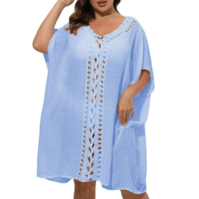 FhsagQ Cache-Maillot pour Femmes Rouge Femmes Manches Mi-Longues Grande Taille Viscose Robe pour Femmes pour la Prière Cache-Maillot pour Femmes 2 Pcs Cache-Maillot pour Femmes avec Bonnets Bleu Ciel Taille Unique
