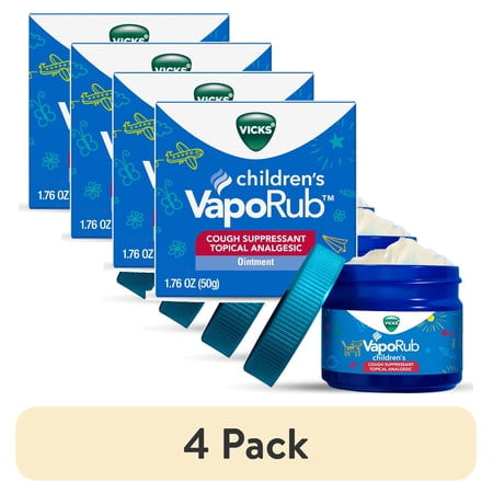 (4 pack) Vicks Children's VapoRub, Topical Chest Rub & Cough Suppressant, 1.76 oz