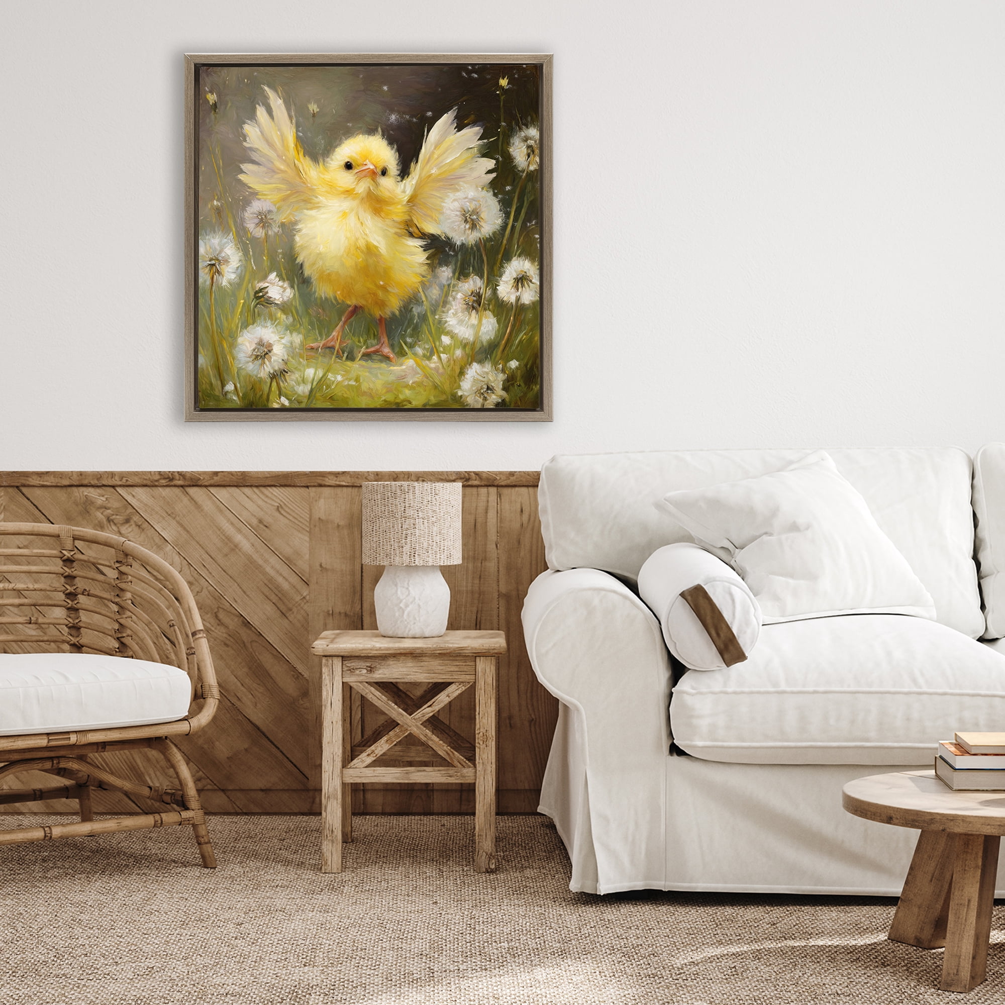 Stupell Industries Free As A Peep Chick Brown Framed Floater Canvas Wall Art, design by Tina LeCour