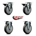 thumbnail image 2 of 5 Inch Thermo Rubber Wheel Swivel Top Plate Caster Set with 2 Posi BRK 2 Rigid, 2 of 2