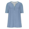 thumbnail image 6 of Dolkfu V Neck Tops for Women Short Sleeve Loose Fitting Blue T-Shirts Button Raglan Pullover Womens Shirt 5X, 6 of 8