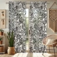 thumbnail image 6 of Vargottam Botanical Print Sheer Georgette Curtains for French Doors & Balcony - 2 Panels, 96" Long, Light Filtering, Grommet Top Printed Drapes for Living Room or Lounge, 6 of 7