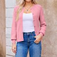 thumbnail image 2 of Stichou Cardigan Sweaters for Women Long Sleeve Chunky Knit Cardigan Crew Neck Button Down Fall Winter Fashion Clothes Pink 2XL, 2 of 5
