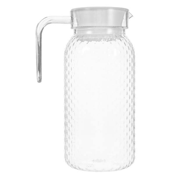 Jarra de agua fría con tapa, transparente, reutilizable, de acrílico