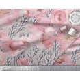 thumbnail image 3 of Soimoi Gray Poly Georgette Fabric Branch & Peach Flower Watercolor Printed Fabric 1 Yard 42 Inch Wide, 3 of 3