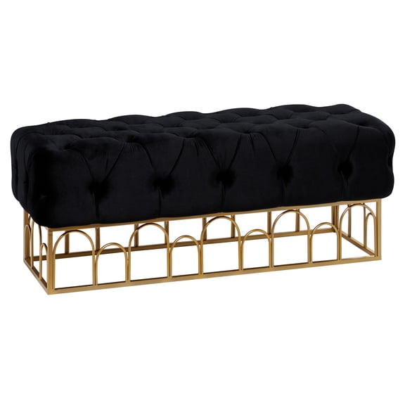 DecMode Metal Bench with Gold Base, Black