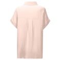 thumbnail image 6 of Dvprdro Womens Cotton Button Down Shirt Collared Short Sleeve Side Slits Loose Fit Casual Summer Top, 6 of 8