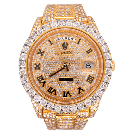 Rolex Day-Date 40mm 18k Yellow Gold Iced Out 25ct Genuine Diamonds Ref 228238