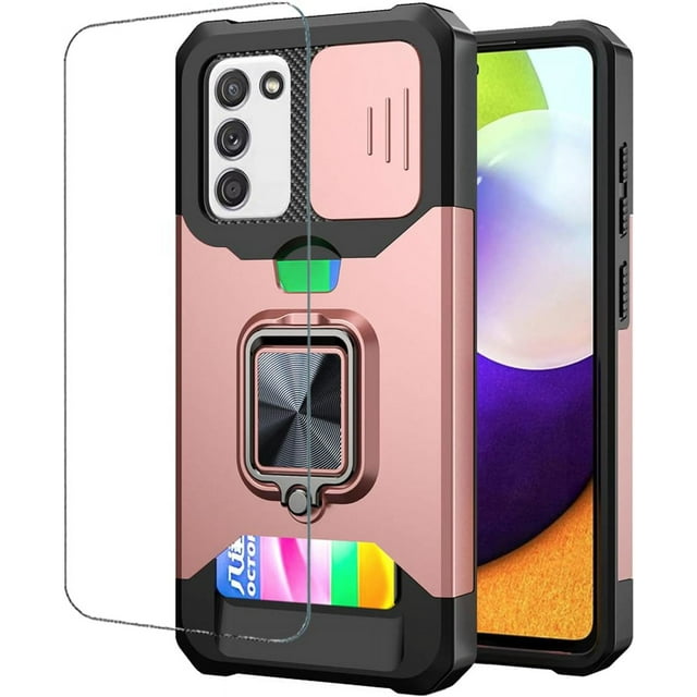 LAICAIW Galaxy A03S,Design for Samsung A 03S Phone Case with Screen Protector Card Holder Stand Kickstand Heavy Duty Slim Shockproof Hybrid Rugged Drop Protective Cover for Women Men Girls 6.5 inch