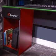 X Rocker Carbon-Tek Gaming Desk with LED, Gray/Red