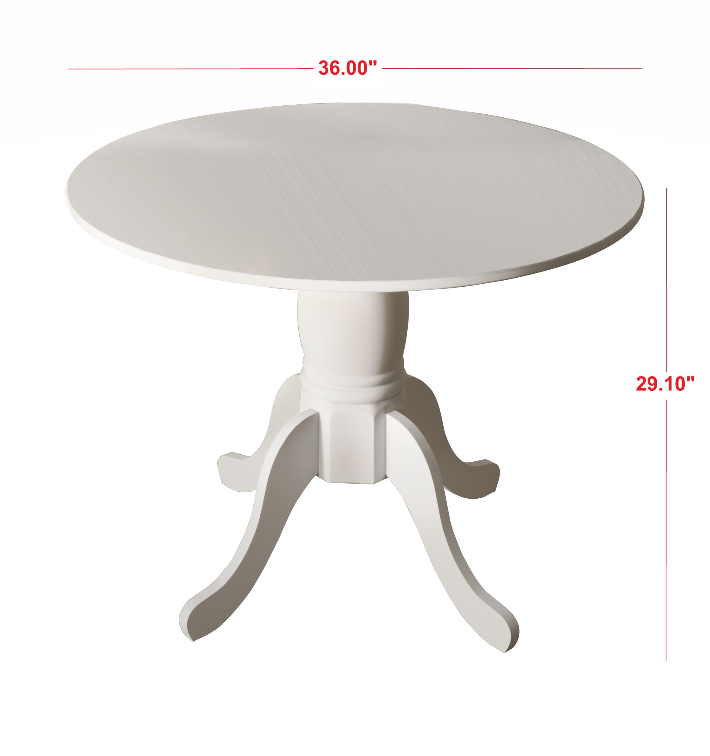Home Design Olivia Dining Table with Round Pedestal Top, Mid-Century Modern Style, Easy Assembly, White