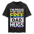 thumbnail image 3 of Mens Rainbow Free Dad Hugs LGBTQ Pride Month T-Shirt - LGBT Tee With Rainbow Lettering Washed Tee, 3 of 9